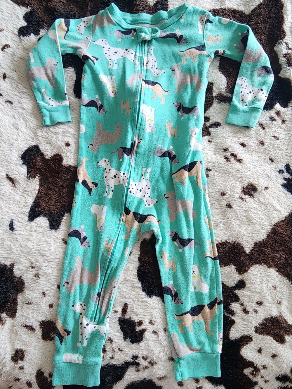 Carter's Mint Green Dog-Print Zipper Footie